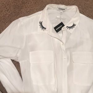 Eyelash button up blouse